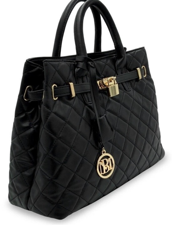 Badgley Mischka Handbags - Badgley Mischka Black Quilted Tote with Gold Hardware